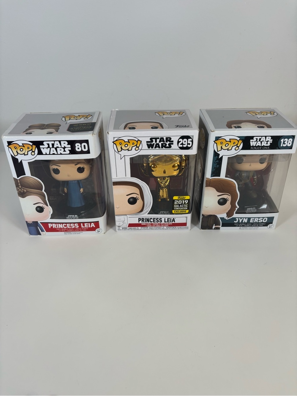 Funko Pop Star Wars Lot Princess Leia 80 295 Gold Jyn Erso 138 Exclusive